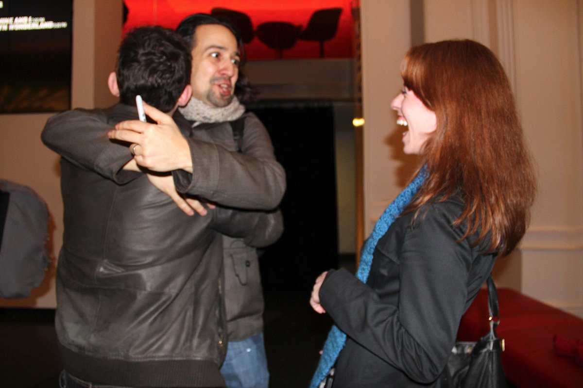 KevSebastian's tweet photo. #TBT to that time @Lin_Manuel was as excited to see you as you were to see him. #HamiltonPublic #HashtagMaker https://t.co/aSnFtWTBGV