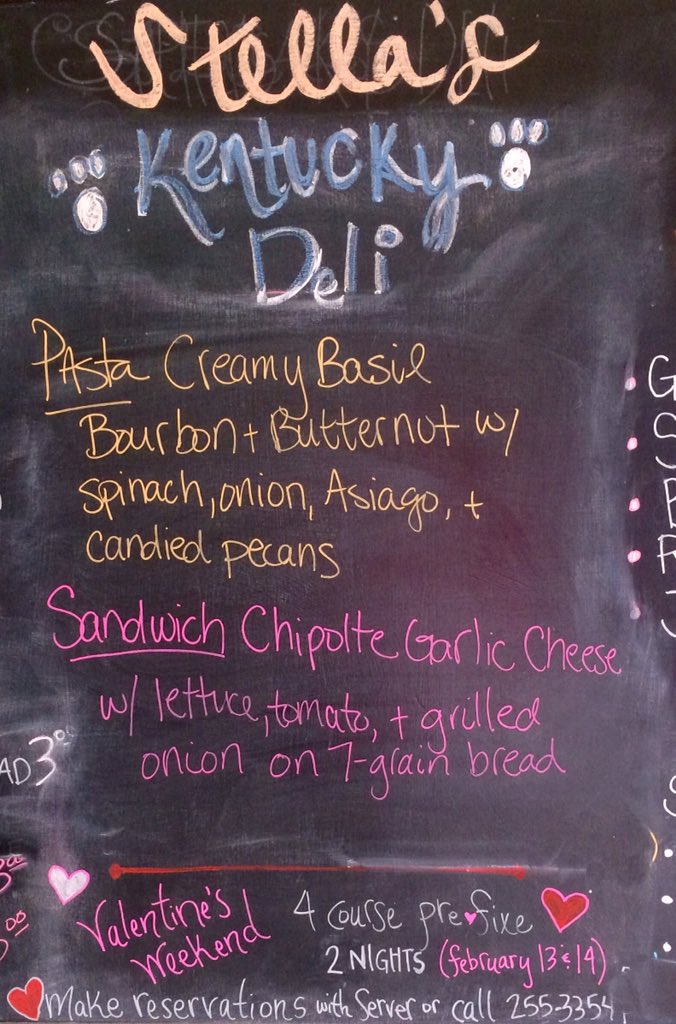 Today's lunch specials! Soups are: tomato artichoke bisque, lentil stew, white bean/butternut/kale, Spanish garbanzo