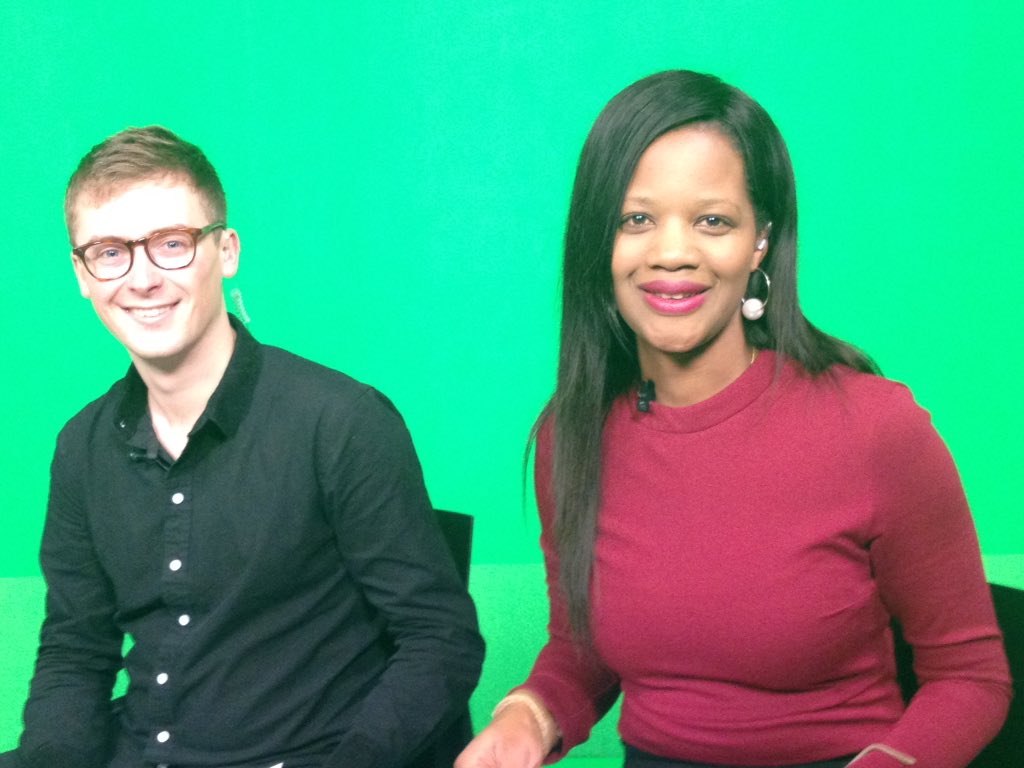 GoldNewsLondon's tweet photo. Our presenters #TomBateman & @AAlexander1712 looking great on set! #ELLPlus #Newsday https://t.co/nwKEW6l4NS