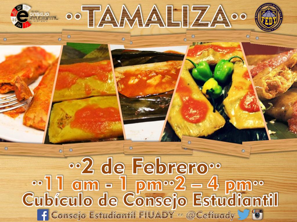 cefiuady's tweet photo. TAMALIZA 2016: Será este martes 2 de febrero en los horarios de 11 am - 1 pm y de 2 - 4 pm. 🍘🌚🌝 https://t.co/3MY8tgsBJO