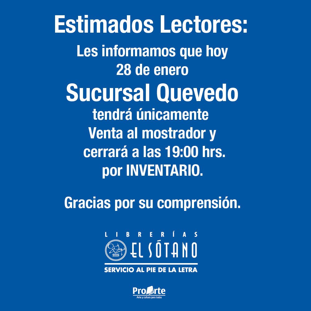 elsotanolibros's tweet photo. Información para nuestros Lectores. #LibroPorLibro https://t.co/F2WfDph8vm