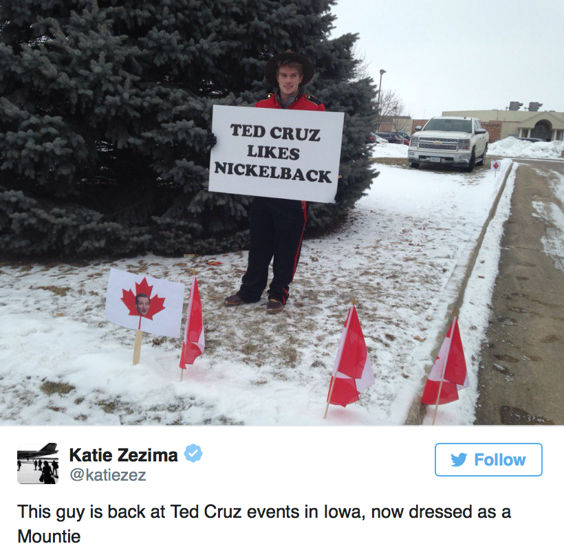 .<a href="/tedcruz/">Ted Cruz</a> likes .<a href="/Nickelback/">Nickelback</a>! #TedCruz #TedCruzLikesNickelback