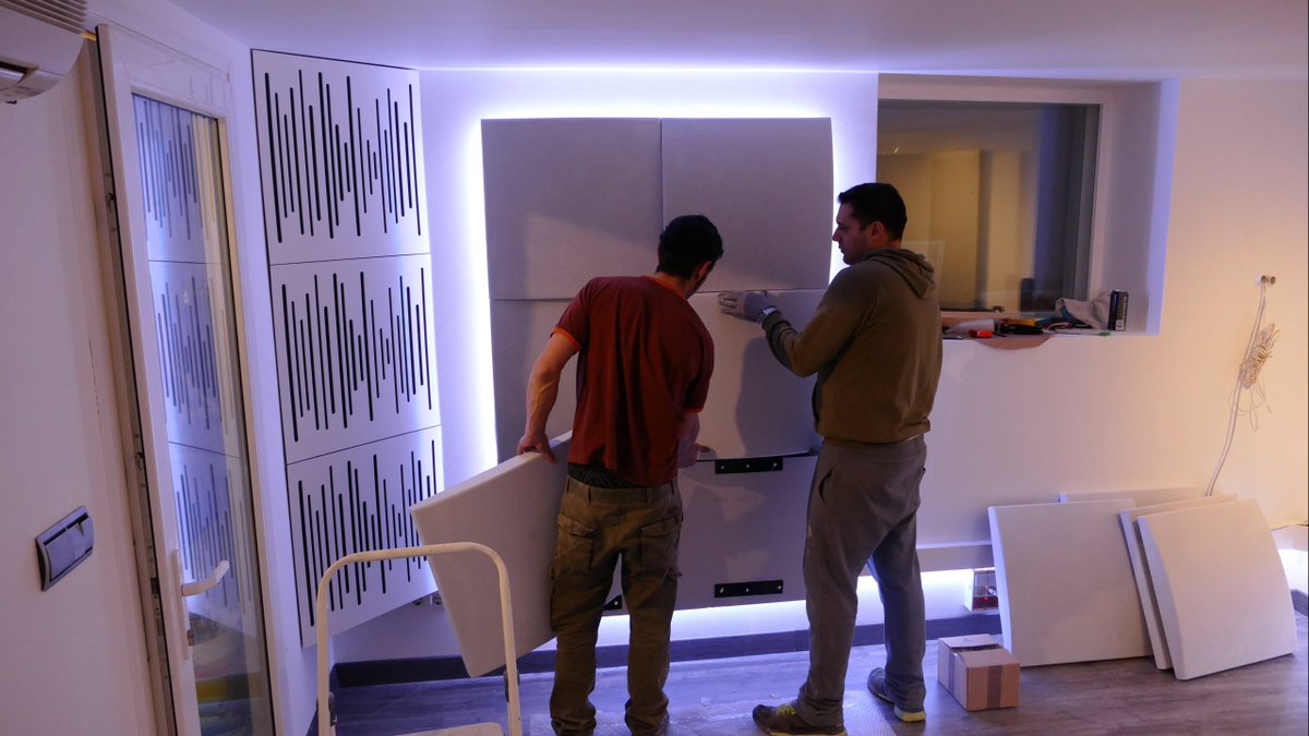 Acoustic Treatment installation Part 2 #studioporn #recordingstudio #ledstripe #music #karimhaas #hardwork