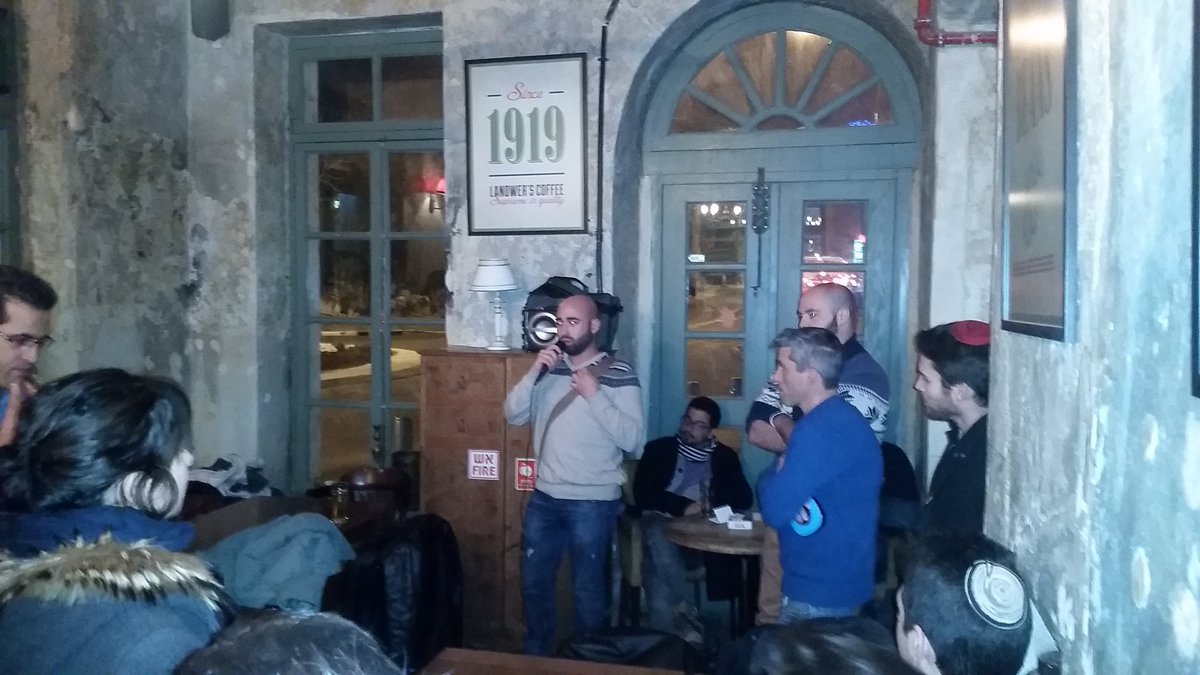 AviLozowick's tweet photo. @alexlibman3 CEO of @nuarobotics sharing his experience from #CES2016 at @MadeinJLM #happyhour https://t.co/wRDxIG5H2T