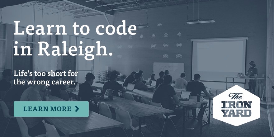 TheIronYard's tweet photo. Learn to code in Raleigh. Life's too short for the wrong career. https://t.co/BouMEfpq8z https://t.co/Gpp9Oxkr5T