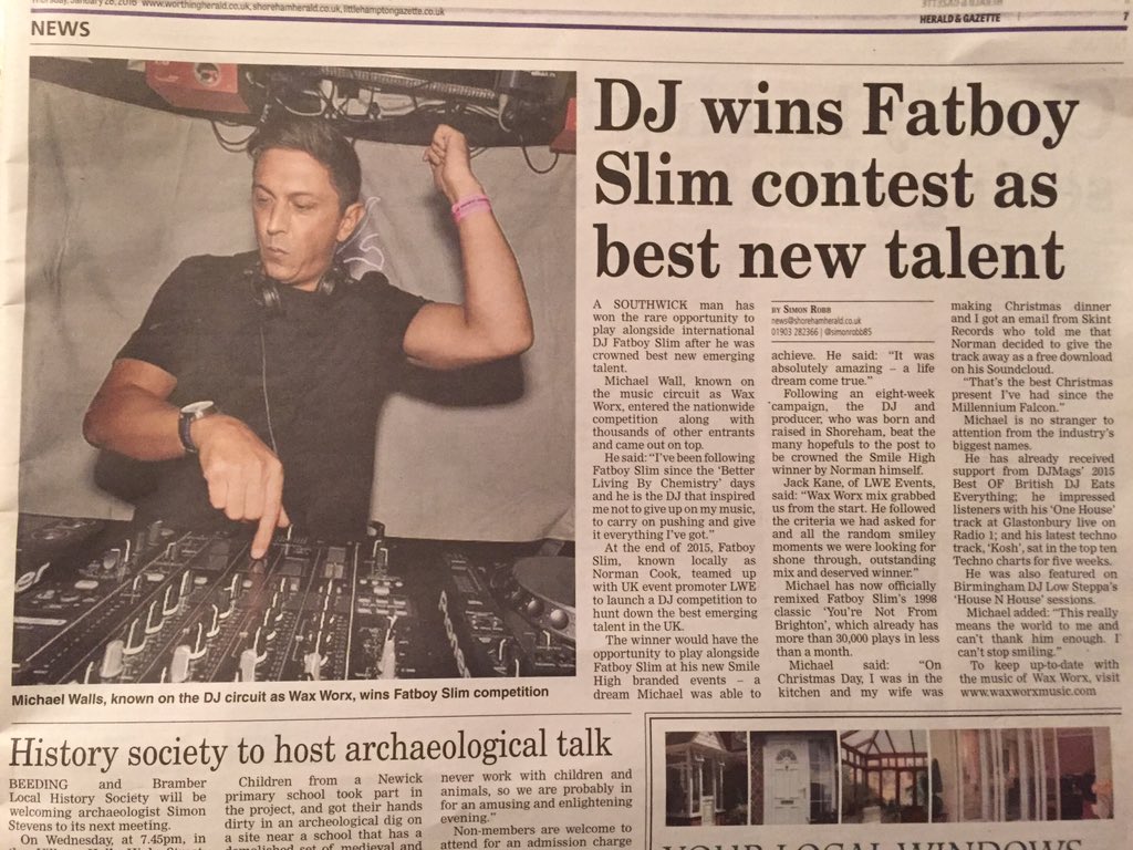 WaxWorxMusic's tweet image. Just got asked for my autograph in the post office 😂 in the paper today @Shoreham_Herald #HouseMusic #Brighton