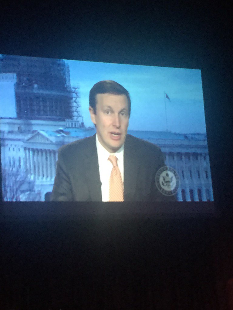 WtbyChamber's tweet photo. @ChrisMurphyCT delivers recorded message on transportation & development issues to #NVision2020 @waterburypalace https://t.co/RhBIj4CyLX