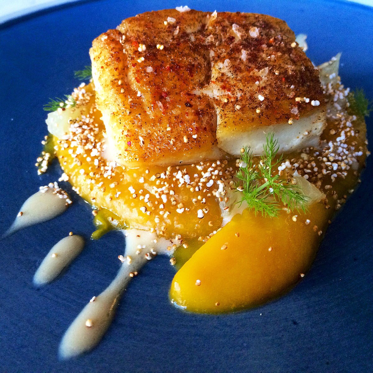 492King's tweet photo. .@ChefWhiting's seared barrel fish, butternut squash, amaranth polenta, lime. #CHS #CHSeats https://t.co/ZgidonPD6k https://t.co/W1DDhSbObH