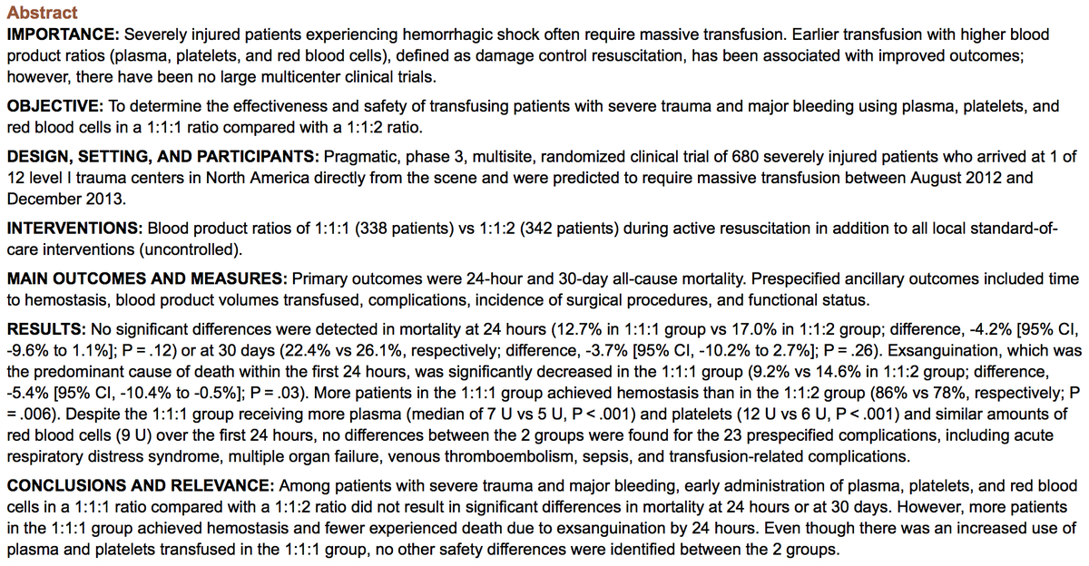 strachanjamie's tweet photo. #CCR16
Next up is the #PROPPR trial of ratios in trauma transfusion as explained by its lead author John Holcomb https://t.co/alt2eVgr4h