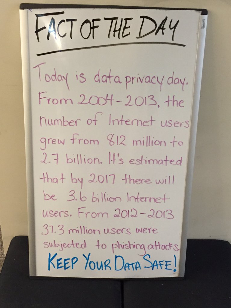 MaRSDD's tweet photo. Today is #DataPrivacyDay! It's estimated that by 2017 there will be 3.6 billion internet users. #StaySafe #401Fact https://t.co/mFdv3GoKha