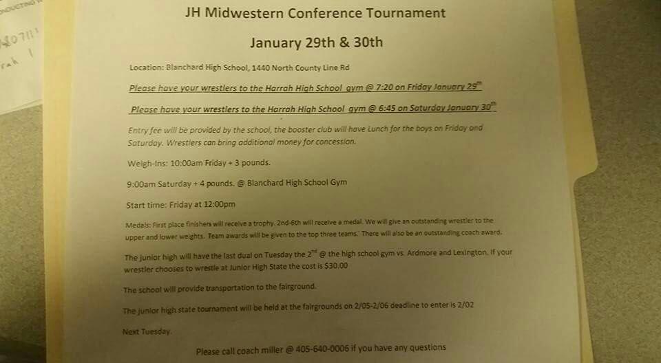 HarrahTakeDown's tweet photo. Junior high schedule for this weekend's conference tournament is as follows: https://t.co/Vev8AyrlbV