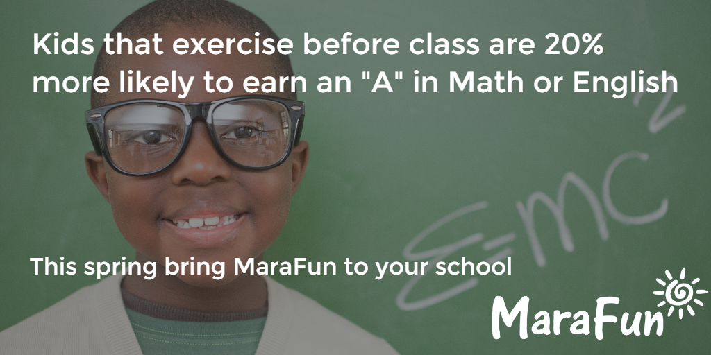 marafuncanada's tweet photo. Kids that exercise before class are 20% more likely to earn an "A" in Math or English https://t.co/fwDxRKd86E