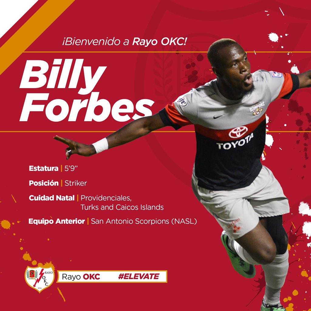 RayosOKC's tweet photo. Les presentamos a Billy Forbes. ¡Está listo para meter muchos goles! #RayoOKC #elevate https://t.co/MzyFEYD3Xa