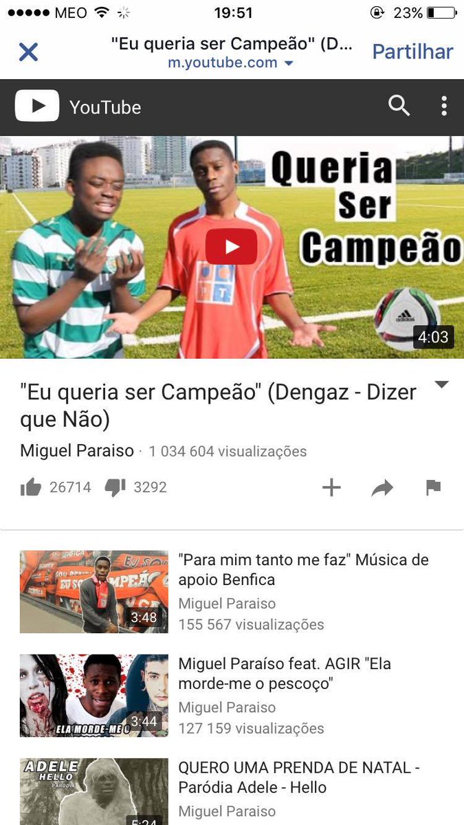 Miguel Paraiso On Twitter 1 Milhao De Views No Youtube Carregabenfica Euqueriasercampeao Https T Co Pdyoceaxbo