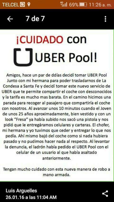 AleSanchezNieto's tweet photo. @Uber_MEX  es cierto? Que miedo usar Uber y que pase esto. https://t.co/abvfg8zXKS