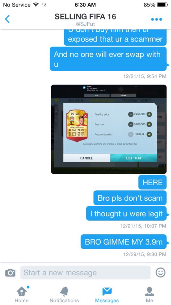 Fut_Cop2016's tweet image. REPORT AND BLOCK @SJFut SCAMMED 3.9M OFF @BensonPlayz 1/2