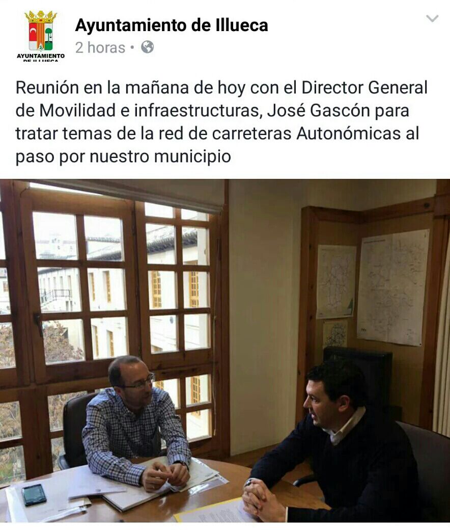 ChobentuAranda's tweet photo. Hoy el alcalde de @aytoillueca reclamando a José Gascón @chunta el arreglo del acceso al pueblo por la A1503... https://t.co/YxSRd375UJ