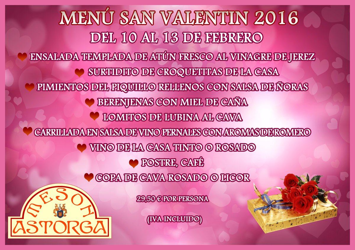 MESONASTORGA's tweet photo. MENÚ DE SAN VALENTÍN........ https://t.co/HlWpItTNt7