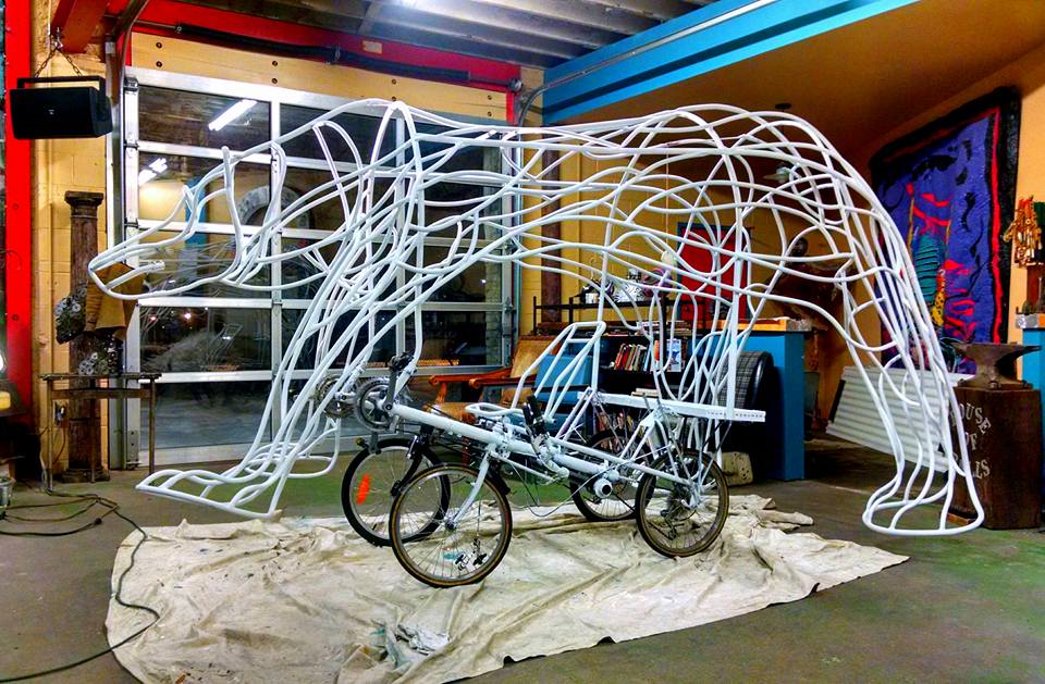 Pedal Bear Jr is back - tandem recumbent. Join us at the Art Shanty Projects <a href="/ArtShanty/">Art Shanty Projects</a>