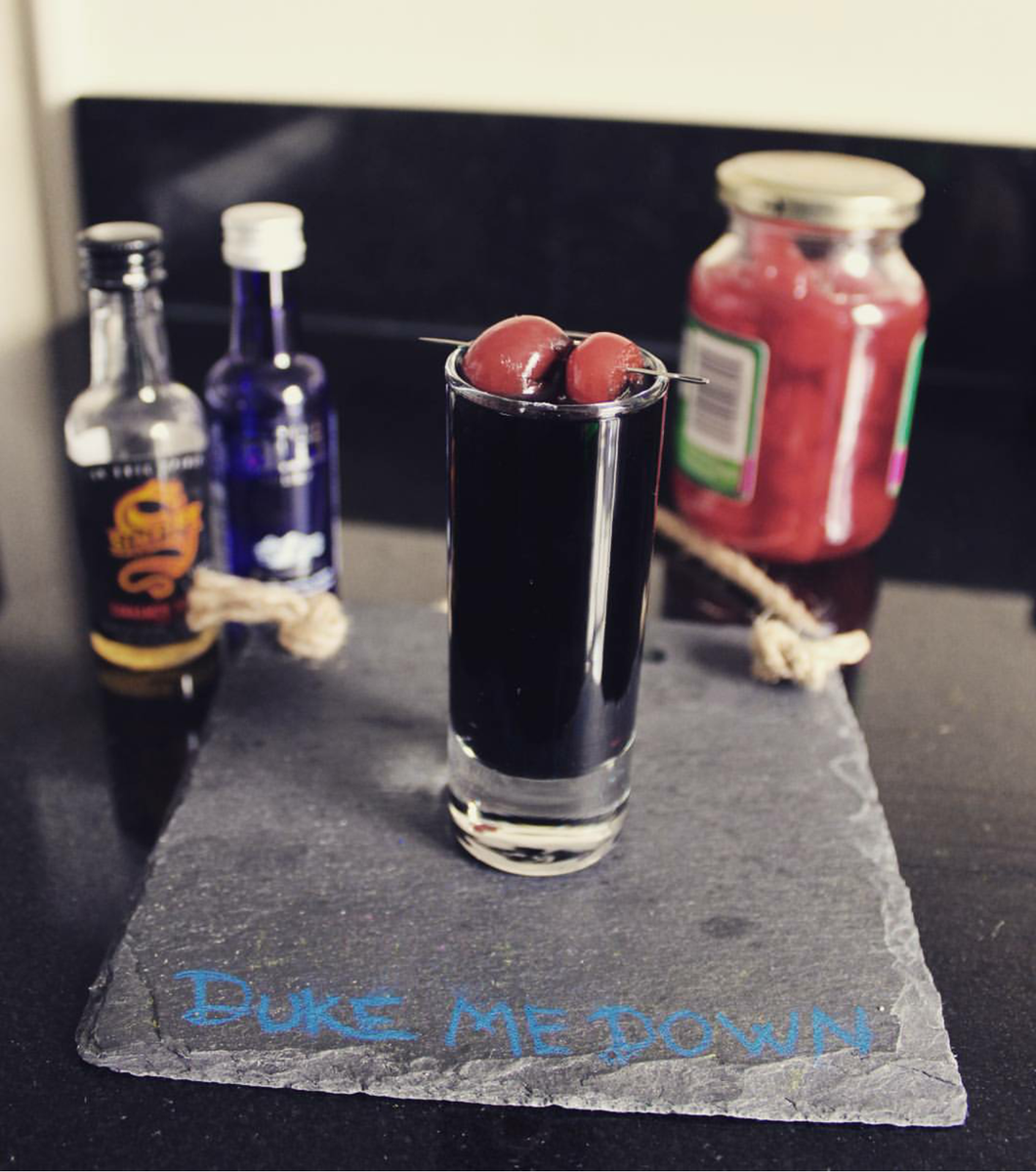 BlavodOfficial's tweet photo. 'The Duke me down' by @Jessicanicoleharris!To make:1 part Blavod ,2 parts Sinfire Cinnamon,1 part cherry whiskey https://t.co/BTIr4eXws9