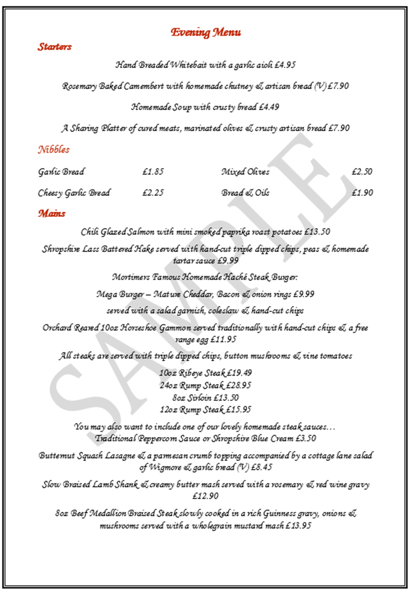 MortimersCross's tweet photo. A Little Sample of what we do #samplemenu #menu #Herefordshire #countryside #qualityfood #whatwelove #MortimersCross https://t.co/UsTJIb44wX