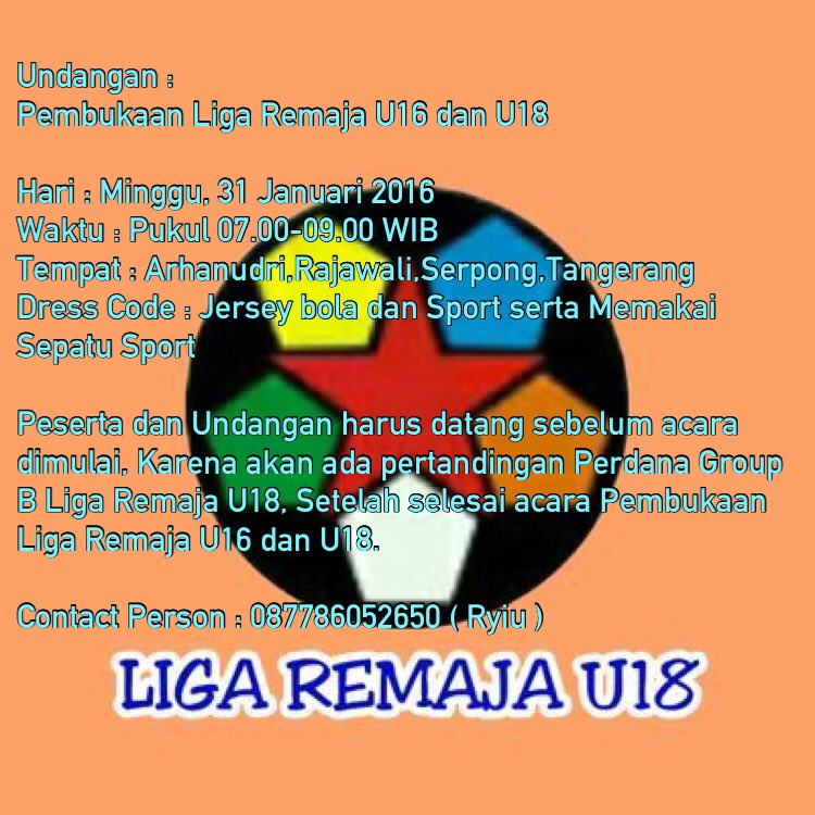 LigaU18's tweet photo. Undangan :
Pembukaan Liga Remaja U16 dan U18 @Beritasatu @LensorANTV @GSI_trans7 @Banten_News @radarbantencoid https://t.co/A3kB7GwLKU