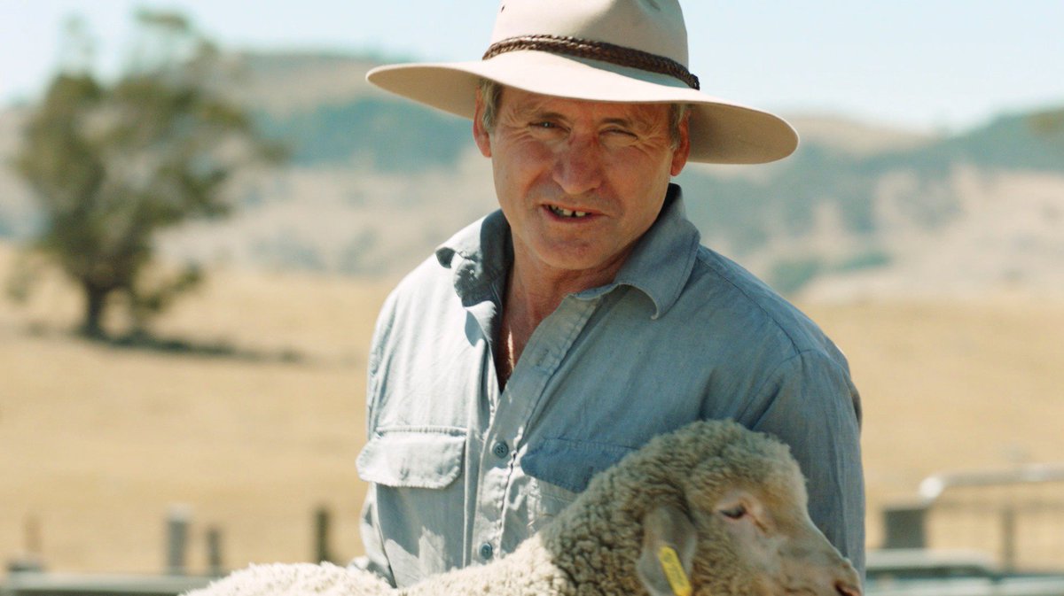 Qantas's tweet photo. Your #doppelgänger’s making a cameo in our new safety video @DHughesy! Or are you moonlighting as a sheep farmer? https://t.co/fakZMC5OKw