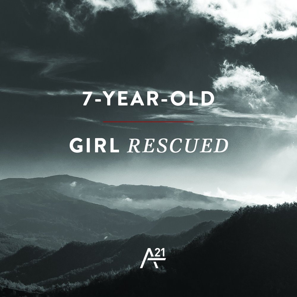 A21's tweet photo. #BREAKINGNEWS: A 7-year-old girl has been rescued in Thailand! Thank YOU to our partners for making this possible! https://t.co/wxCZSu34We