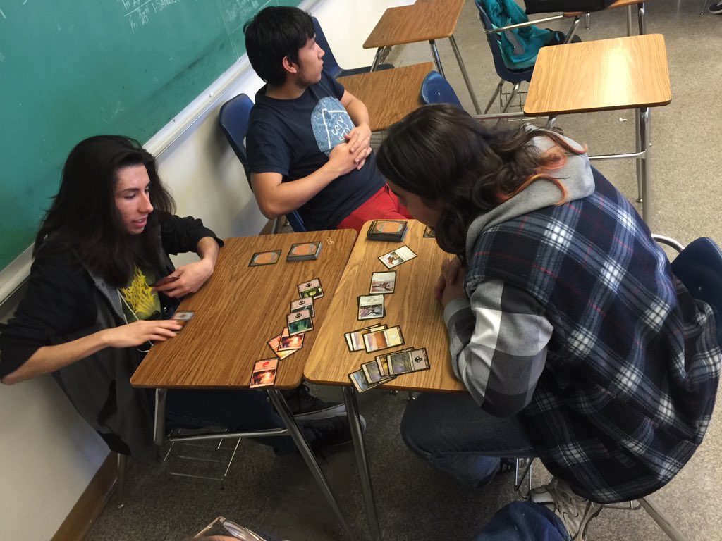 IrvinObserver's tweet photo. Students in Anime club playing some @wizards_magic Magic: The Gathering!!! #thursdaynightmagic https://t.co/zq5biRsvyc
