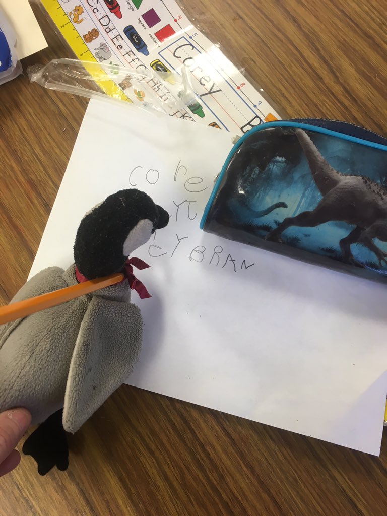 Our stuffed animal friends are getting right into the Kindergarten routine.