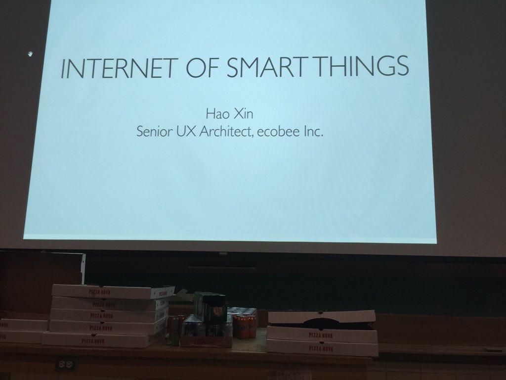 makv25's tweet photo. Now for the first presentation @ecobee Hao Xin #IoT #UX #UXDToronto #IntelMakerOn @UXDToronto https://t.co/Q9oD9PfVyt