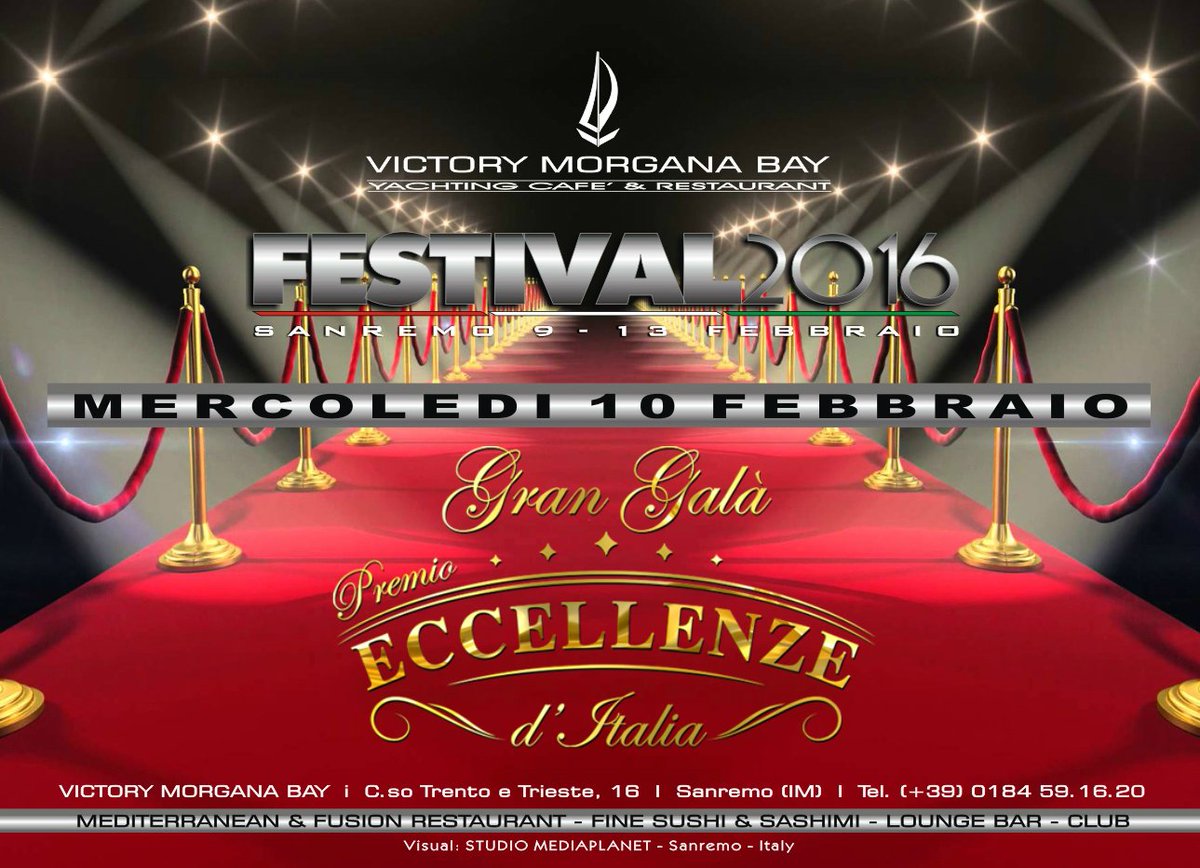 MorganaBay's tweet photo. Premio ECCELLENZE d'ITALIA
10 febbraio - Morgana Bay
#victorymorganabay #sanremo #festival2016 #morganapeople https://t.co/l2281tXXXa