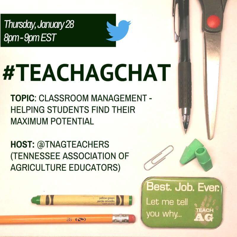 Looking forward to #teachAgChat 2night! Starts in 30minutes <a href="/TeachAgPSU/">TeachAgPSU</a> <a href="/TSU_AgLead/">TSU Ag Leadearship</a> <a href="/MTSUAg/">MTSU Ag</a>