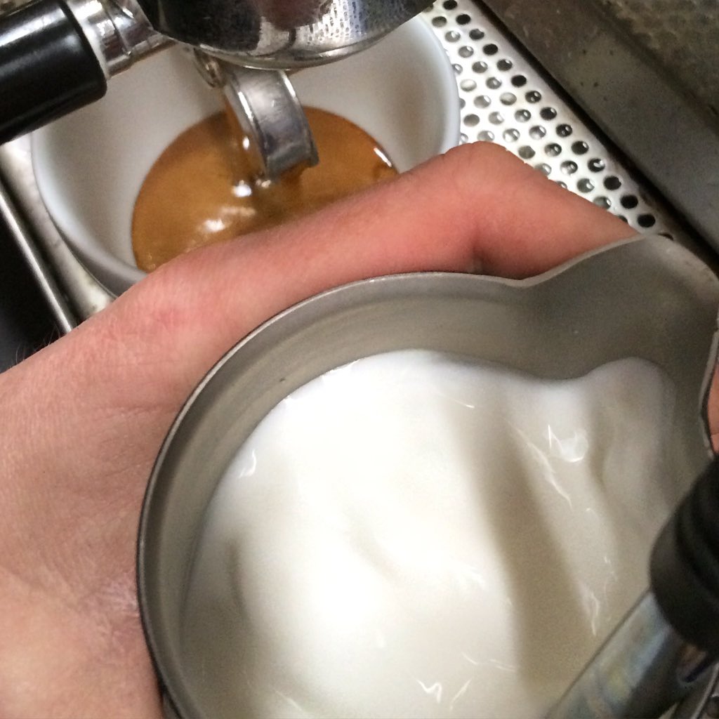 In the process of creating a afternoon cup of #happy. #coffee #coffeelove #latte #latteart