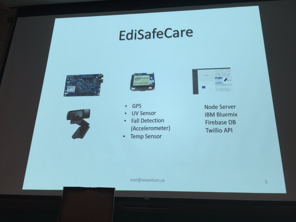 makv25's tweet photo. Now for the second presentation by @WesleyWilson w/ #EdiSafeCare & healthcare @UXDToronto #UXDToronto #IntelMakerON https://t.co/u74DONp1F8