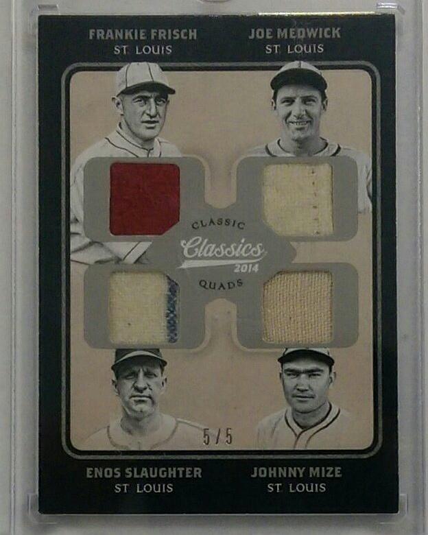 RbiCru7's tweet photo. Trade w/ @magdorn 2014 #frankiefrisch #joemedwick #enosslaughter #johnnymize @paniniamerica #quads #jersey /5 https://t.co/8XoghjpFBw