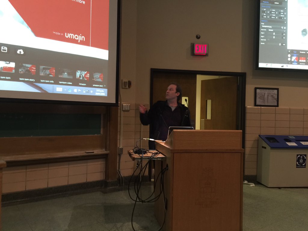 makv25's tweet photo. Now for a quick demo about Umajin by @dbrebner at @UofT #IOT @UXDToronto #UXDToronto #IntelmakerON https://t.co/BjNmCIleYO