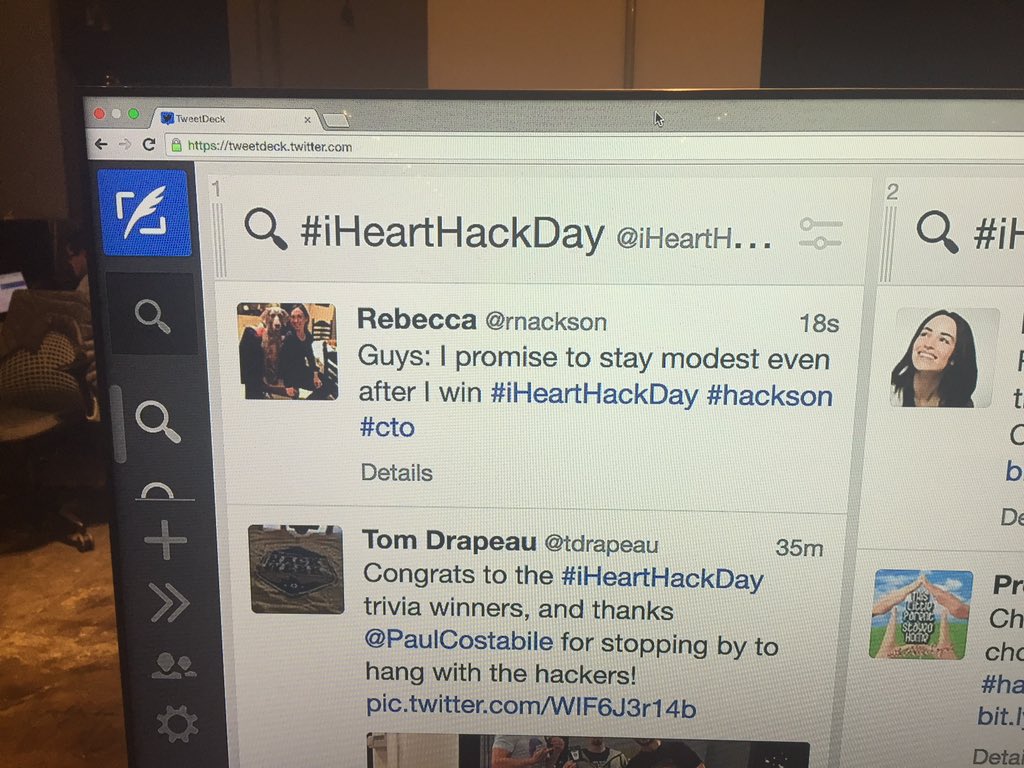 rnackson's tweet photo. Look, I'm on on the board. See, still modest. #iHeartHackDay https://t.co/bVA3rqDgzF