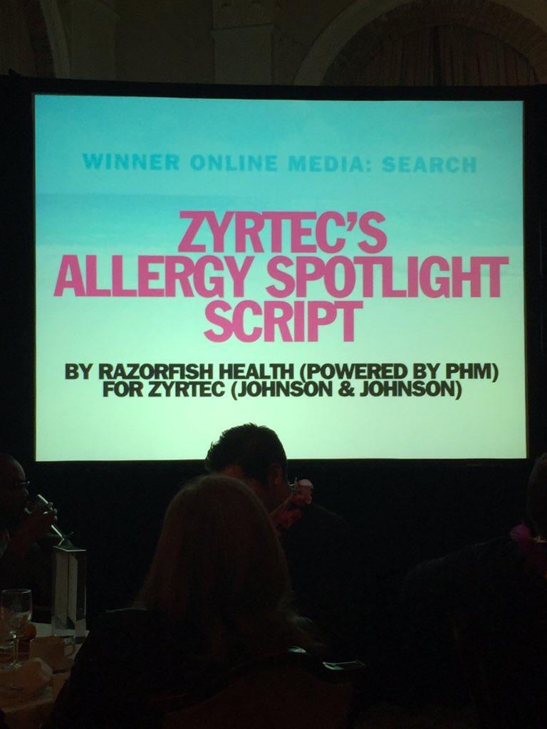 phm_media's tweet photo. Honored to be recognized alongside #RazorfishHealth for our work w/ @Zyrtec (@JNJNews ) #PHMLove #MPCMA #Table6 https://t.co/2PgyFihw5R