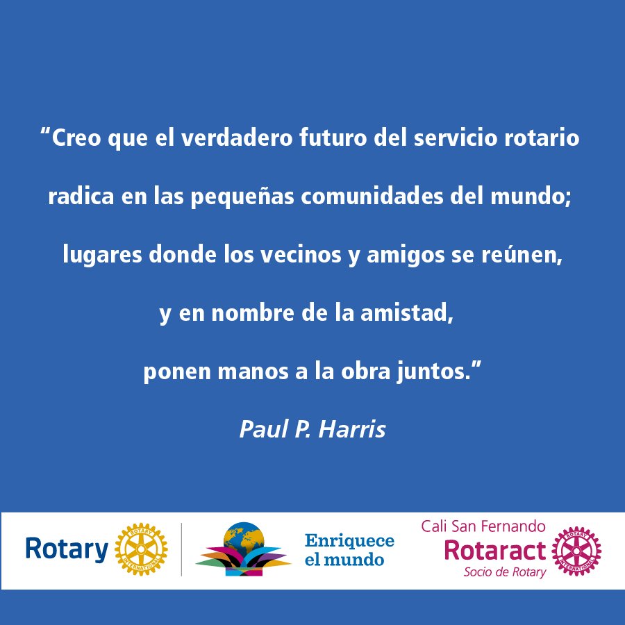 Unámonos en beneficio de las comunidades. 
#Rotary #EnriqueceElMundo #RotaractD4281 #RotaractCaliSanFernando
