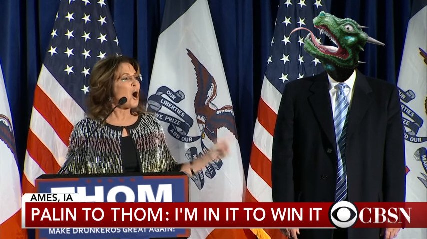 RepublicanThom's tweet image. Sarah Palin is ready for someone who can take down Fennekin and #MakeDrunkerosGreatAgain- are you?