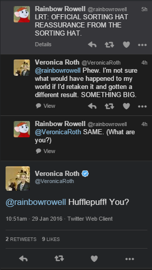 addicteduser's tweet photo. So cute! Authors @rainbowrowell and @VeronicaRoth talking about their #HarryPotter Houses :"> #AuthorYES https://t.co/B1p2p6N55J