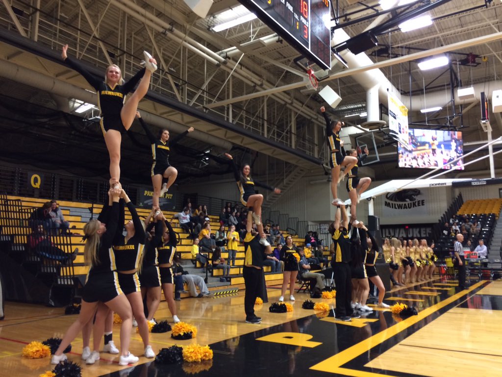 MKE_CheerCoach's tweet photo. @MKE_Cheer having fun cheering- thanks to the Panther Band for stunting with us! https://t.co/1rCaaUqgfX