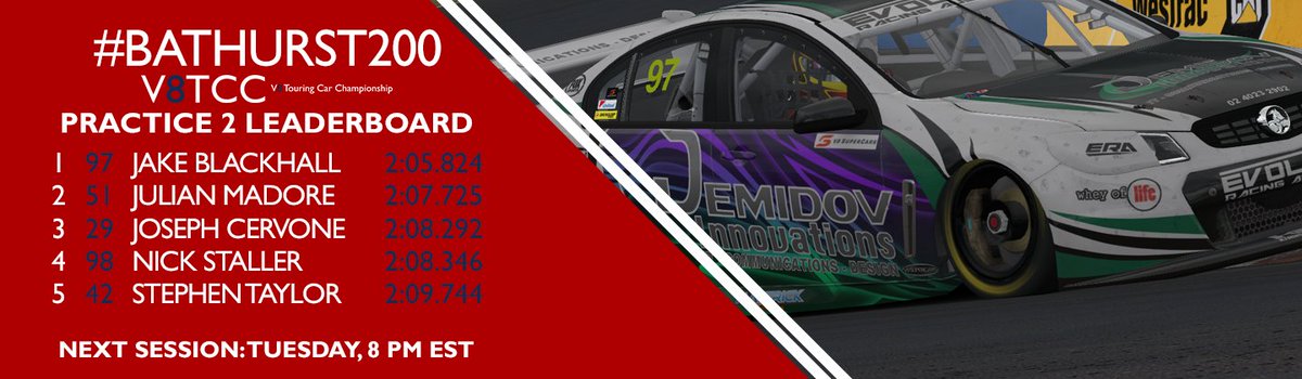 CORTSupercars's tweet photo. Jake Blackhall comes in with a bang! He  leads FP2 for the V8TCC ahead of next week's #Bathurst200 https://t.co/gKzThle0Yh