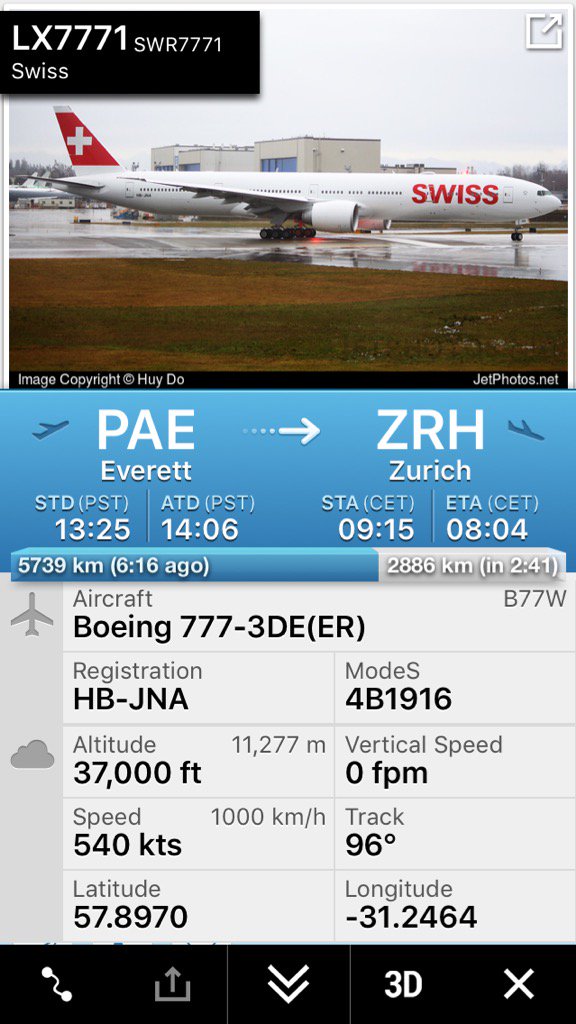 Flight LX7771 from Everett to Zurich
fr24.com/SWR7771/8a99e84 
Have a nice Delivery Flight to ZRH!