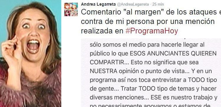 Caloshhh's tweet photo. #NoticiasMexicanas por Televisa
El único Tweet sensato de #AndreaLegarreta y lo borra 😒 https://t.co/koUthuCH51