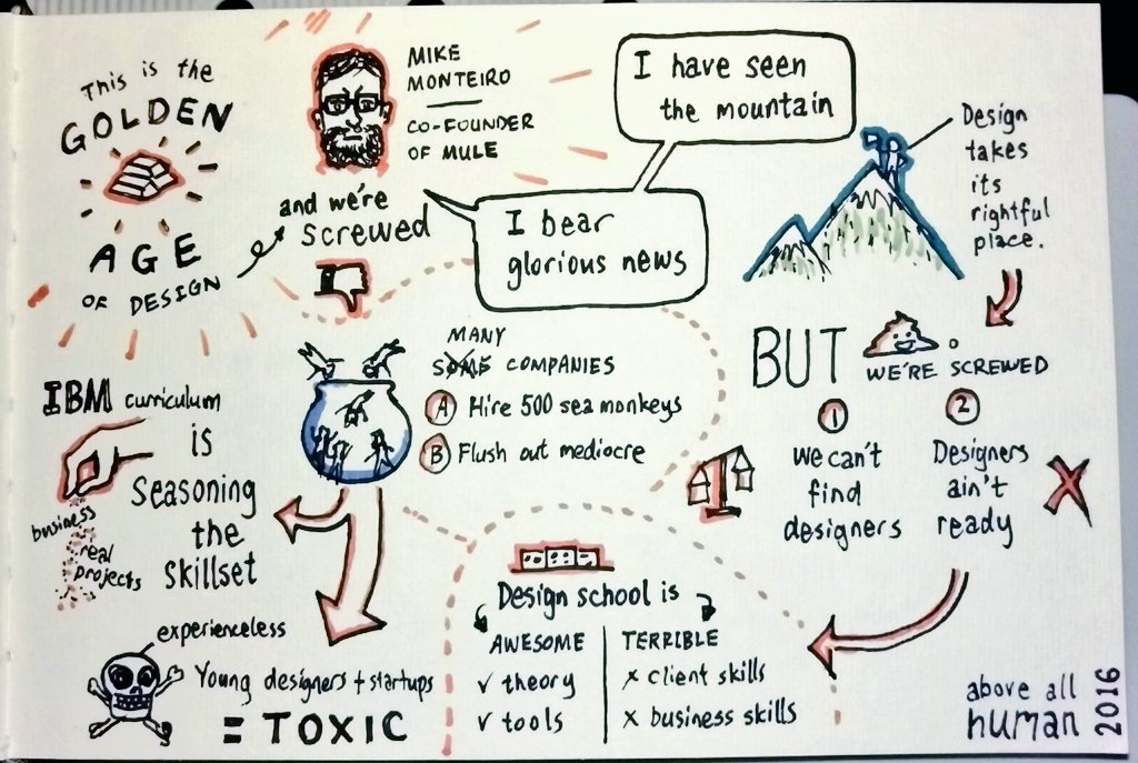 jcfiction's tweet photo. Designers are getting FLUSHED out like sea monkeys – @monteiro 
@aahconf #aah16 @muledesign https://t.co/W5QqTn8QM7
