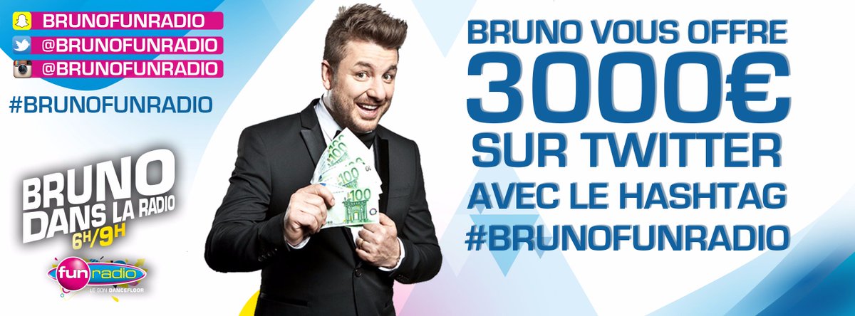 BRUNOFUNRADIO's tweet photo. Plus vous tweetez plus avec  #BrunoFunRadio vous avez de chance de gagner ;) https://t.co/zHEUHgD8QF