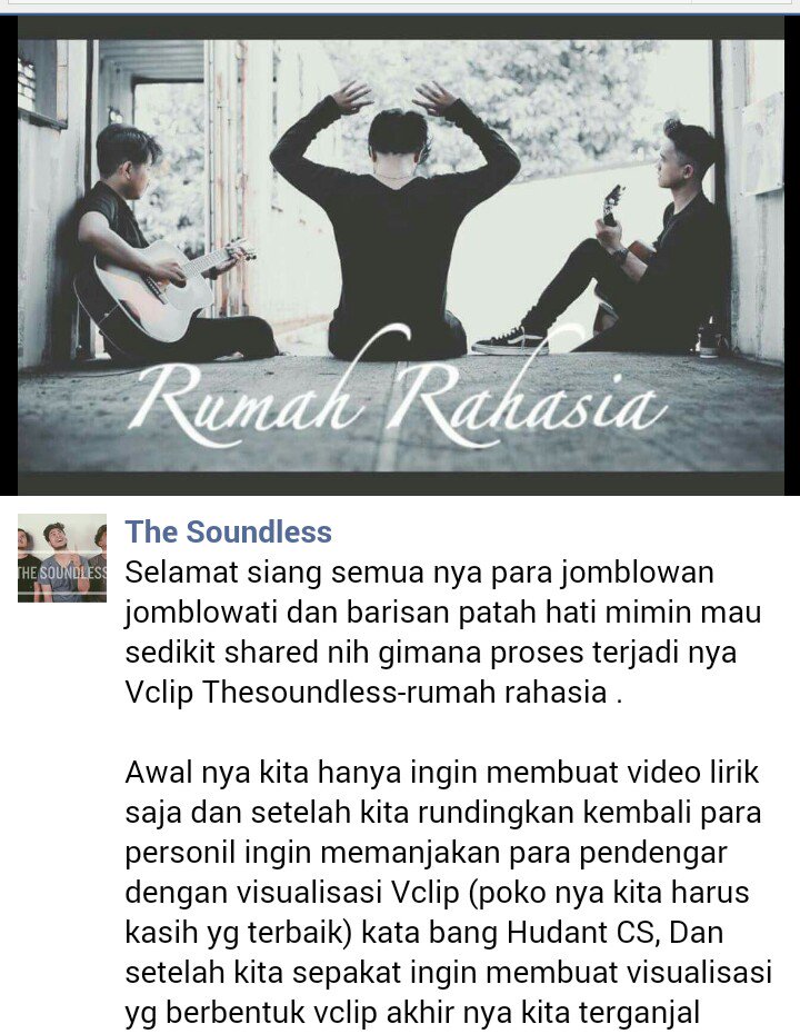 Silahkan kunjungi facebook kami The Soundless disitu ada ulasan proses terjadi Vclip kta jangan lupa coment ya .