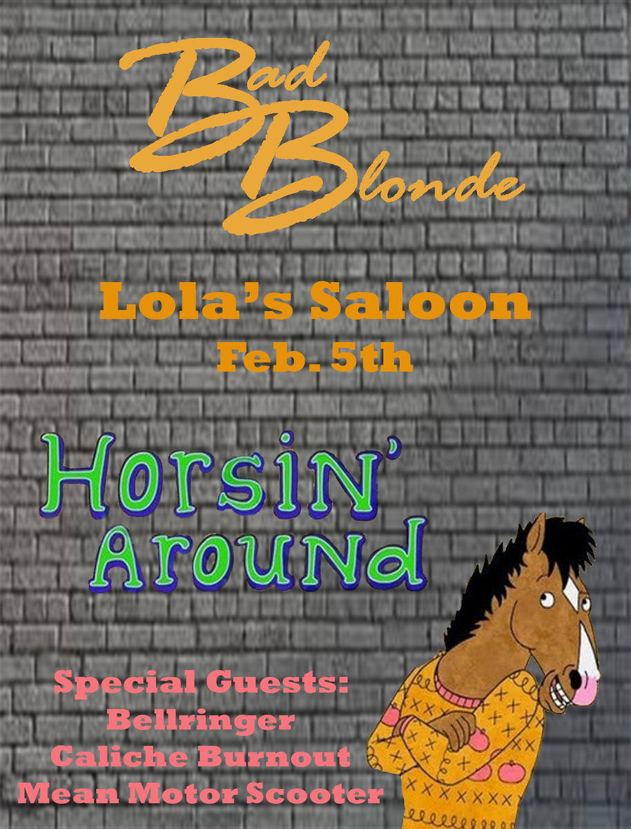 badblondemusic's tweet photo. 2/5 @LolasSaloon with our pals @MnMtrSctr! Bellringer and Caliche Burnout also on the bill. Party, party, party! https://t.co/p2ahEsbqgI